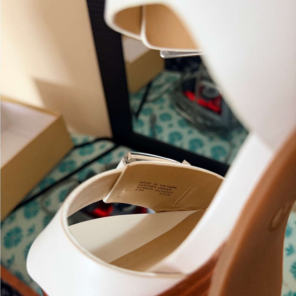 Michael Kors White and Brown Block Heel Sandals - Picture 8 of 8